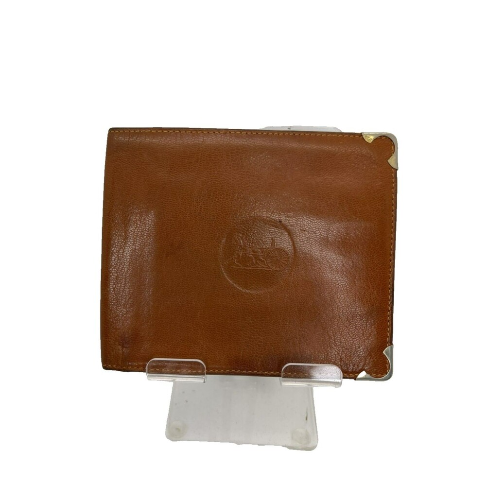 CELINE Horse Carriage Leather Bifold Wallet Brown Authentic/95